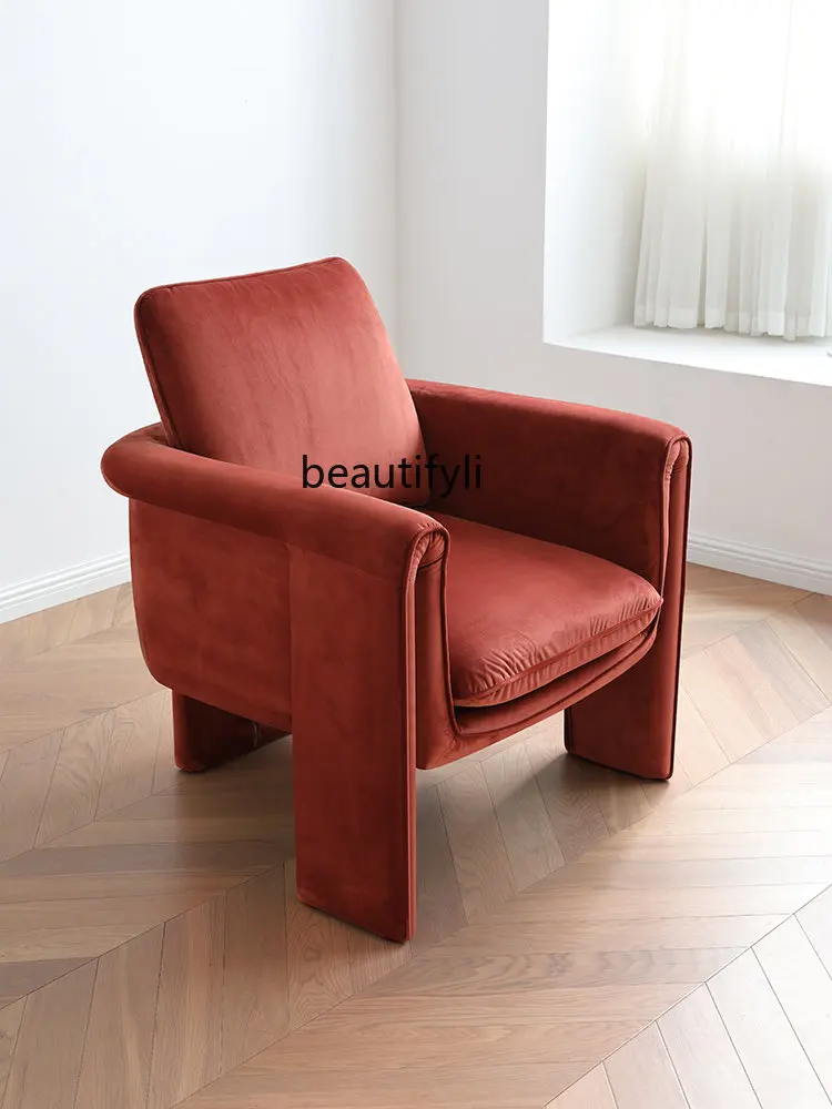 

zq Leisure Chair Quiet Style Living Room Small Household Single Fabric Sofa Creative Armchair