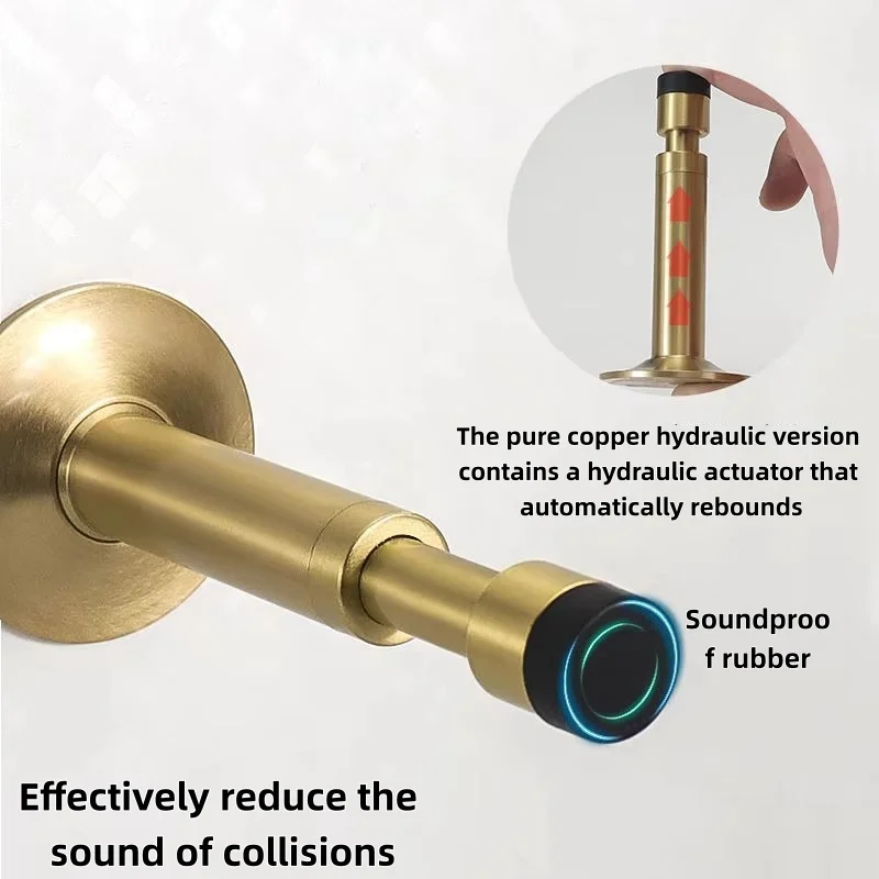 Pure Copper Hydraulic Buffer Mute Door Stop, Floor Door Stopper, Wall-Mounted Bumper, Non-Magnetic Door Touch Hardware