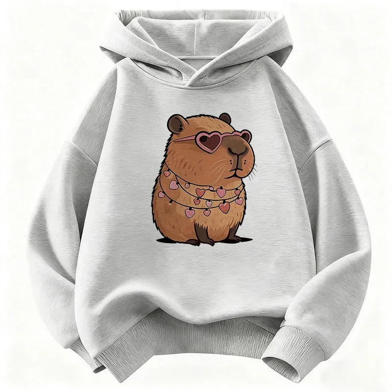 Capybara Hoodie, süß, Kawaii, Herz, Liebe, Kinder, Cartoon, Sonnenbrille, ästhetisch, Oversized, lässig, Sport-Sweatshirts – Detail 2