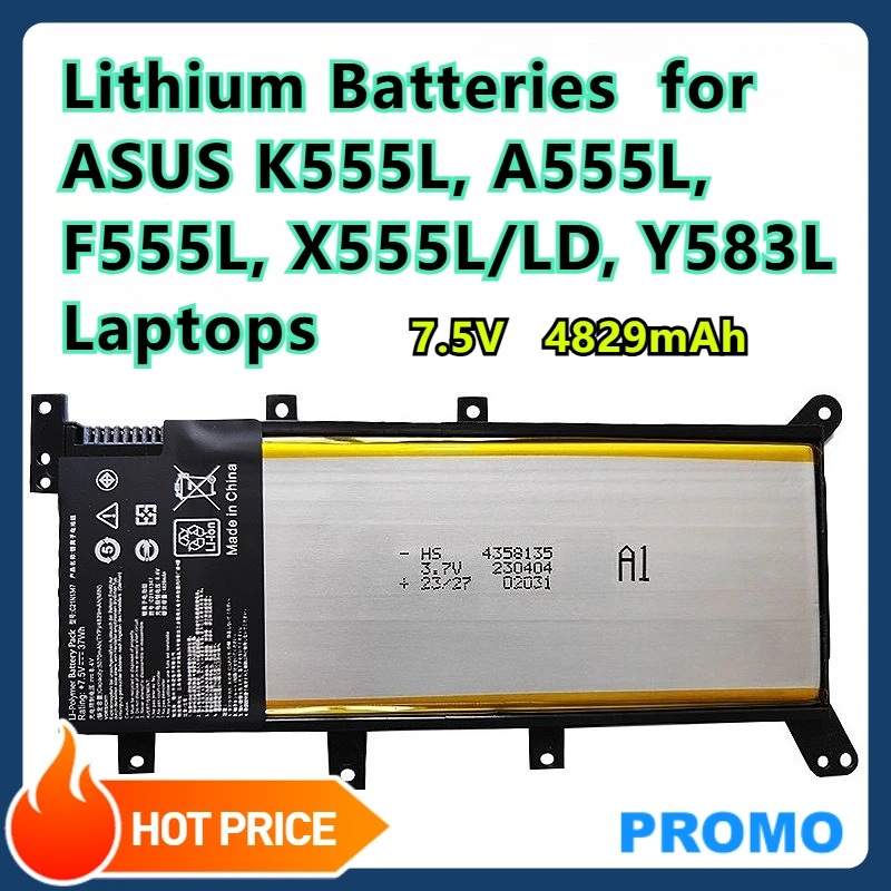 

Lithium Batteries for ASUS K555L, A555L, F555L, X555L/LD, Y583L Laptops