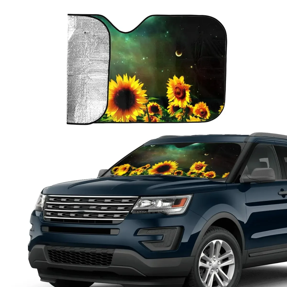 Fantasy Sunflower Sunshade Windscreen Floral Fold-up Car Front Windshield 70x130cm Sunshade Visor Heat Reflector