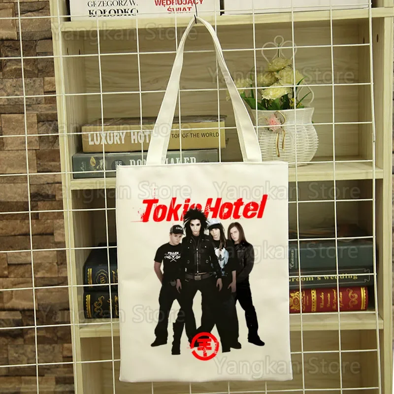 

Рок-группа Tokio Отель Музыкальная сумка для покупок Бакалея Сумка Bolsas De Tela Tote Bolsa Сумка для покупок Джутовая сумка-тоут на заказ