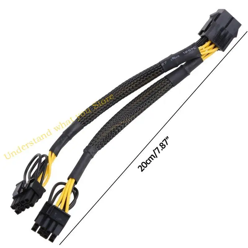 J60A 8-Pin PCIe Splitter PCI for Express Power Supply 8Pin to Dual 6 Pin Extension Connector Y-Splitter with Nylon Sleeve 8.7