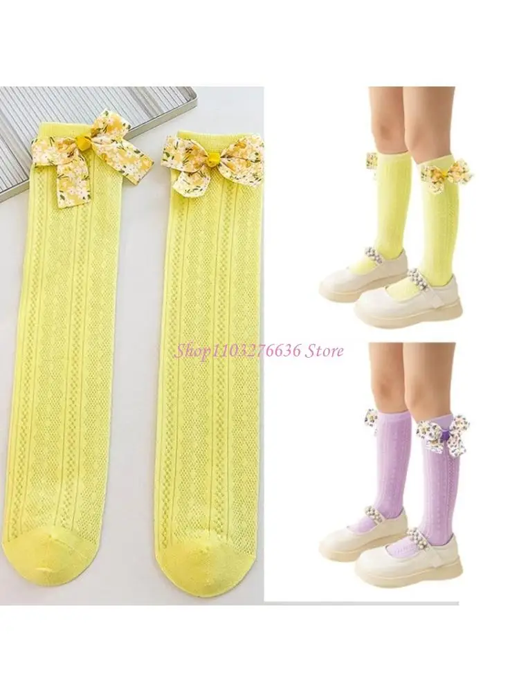 R6FD Girls Socks Fashionable Bowknot Decors Over Knee Length Srockings for Daily
