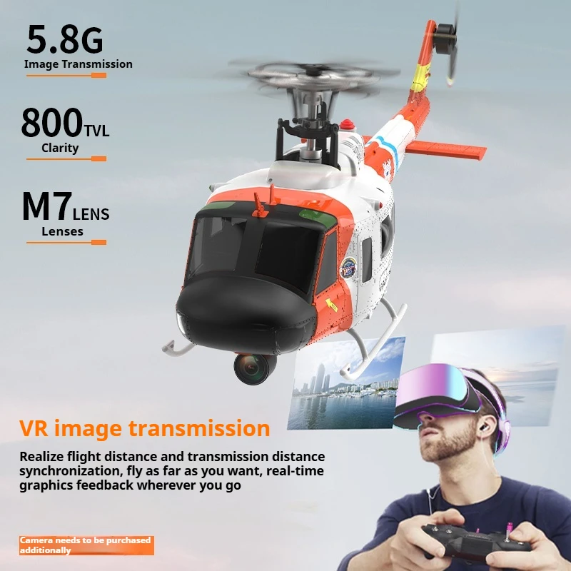 Neue F07S RC-Kampfhubschrauber-Simulation im Maßstab 1:34, UH-1 Huey-Hubschrauber, Spielzeug, GPS, automatische Rückkehr, mit oder keine Kamera-Version