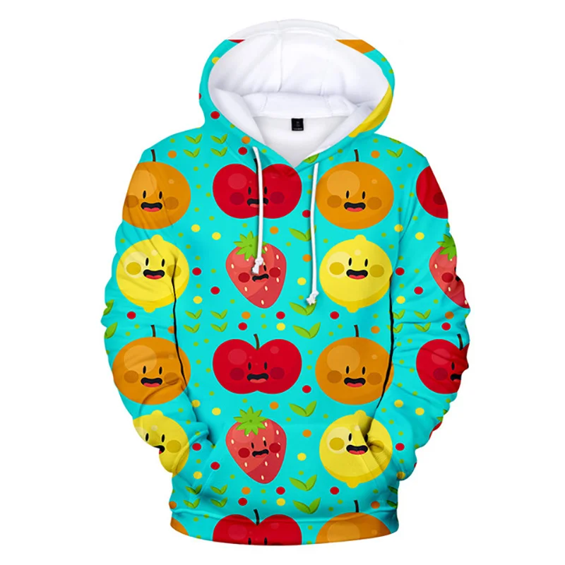 3D Fruits Printed Hoodies For Men Banana Apples Graphic Hooded Hoody Kid Fashion Funny Sweatshirts Y2k Pullovers Clothing Hoodie