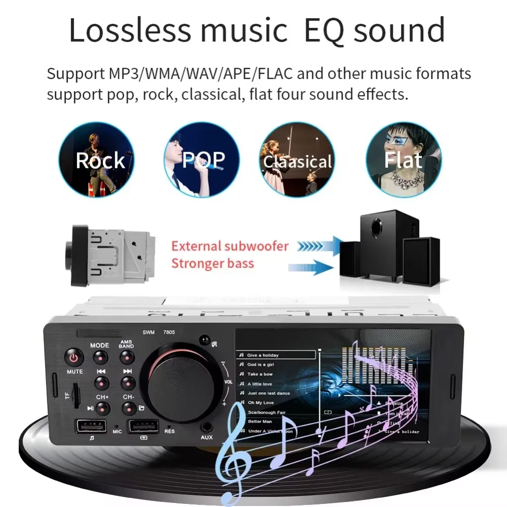 4.1-inch high-definition TFT screen Bluetooth function (answer/make phone call, Bluetooth music player)