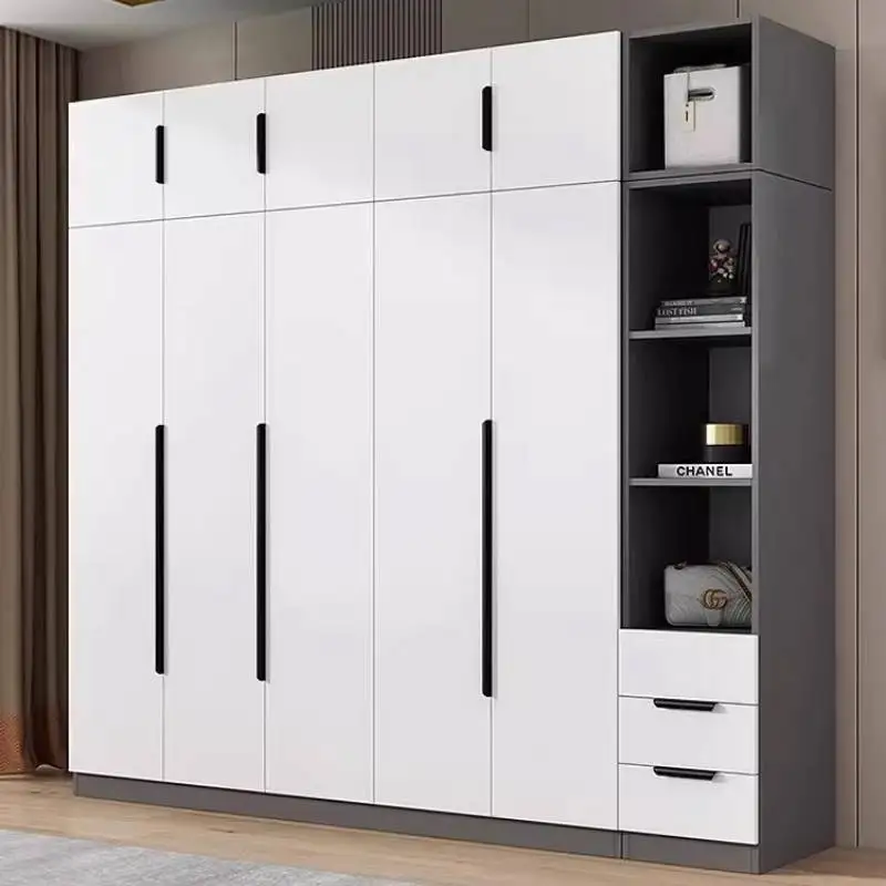 

Heavy Style Wardrobes Closet Wooden Wheel Black Saving Storage Wardrobes Adult Drawers White Guarda Roupas Furniture For Home