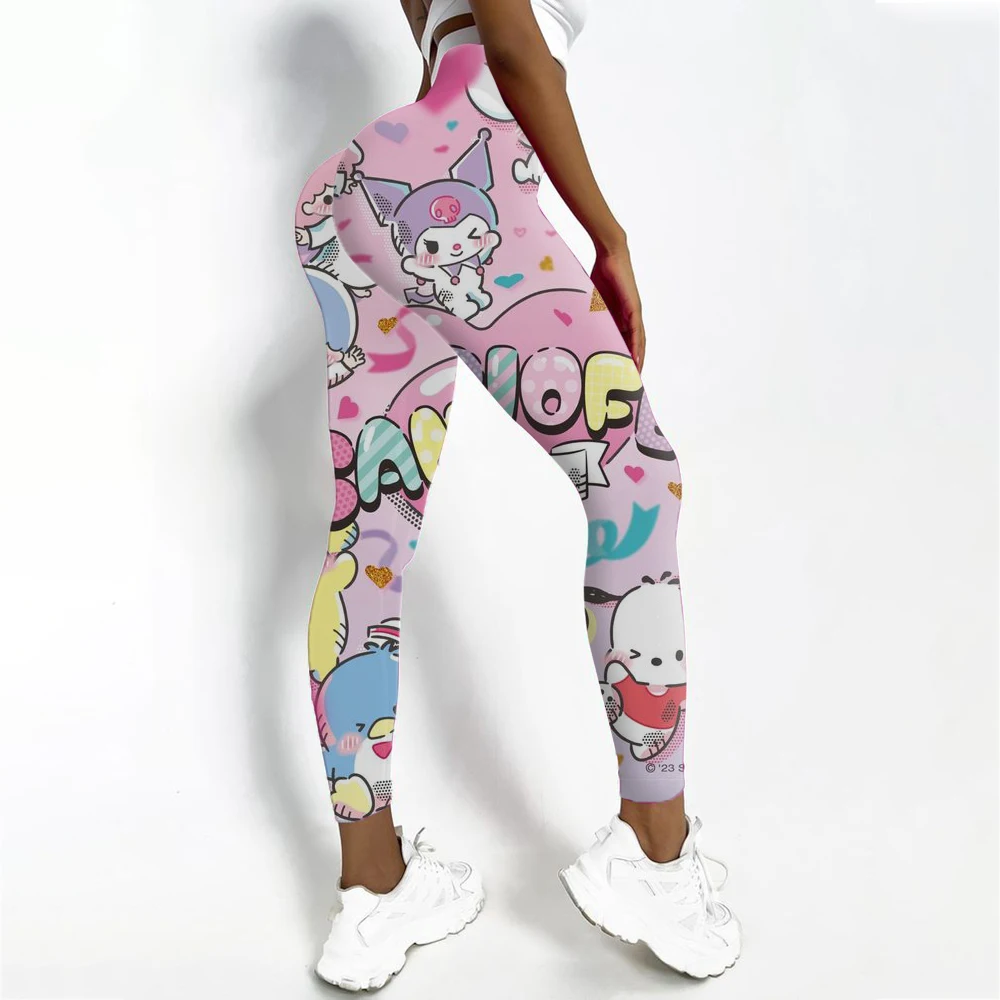 Legginsy gimnastyczne z nadrukiem Hello Kitty, damskie spodnie do jogi, seksowne spodnie do jogi, damska odzież sportowa, odzież fitness