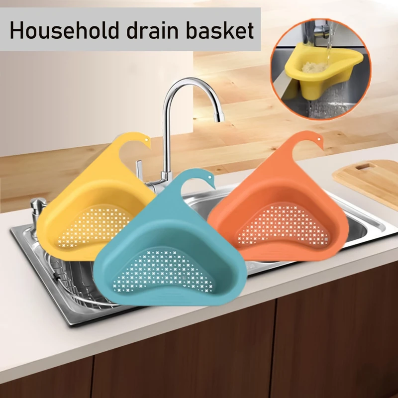 Kitchen Drain Basket for Fruit Food Sponge Rack Filter Shelf Sink Strainer Swan Shape Vegetable Drainer Reusable Storage Baskets