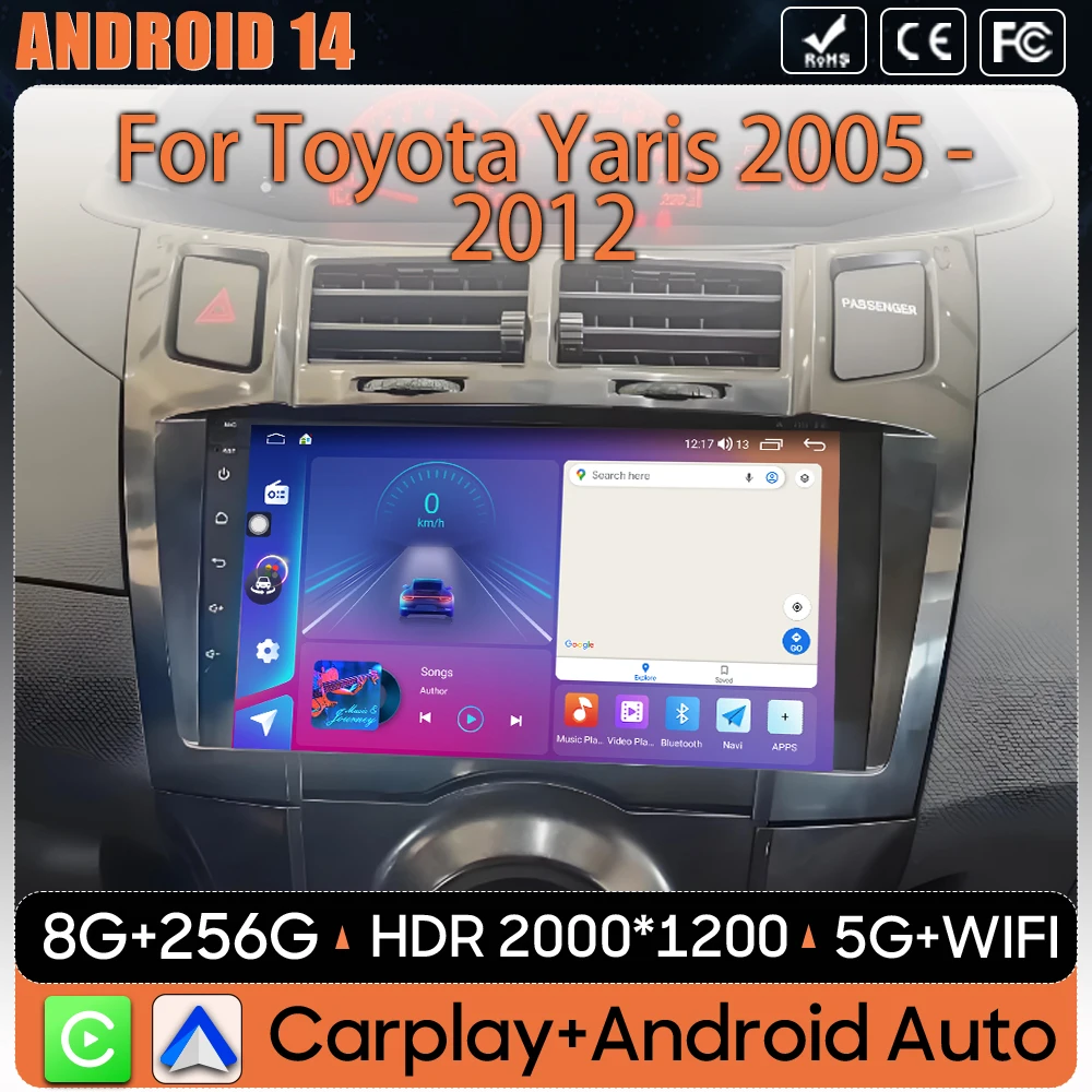 

Android 15 Auto For Toyota Yaris Vizi 2005 2006 2007 - 2012 Carplay Car Multimedia Player Radio Car Radio GPS Navigator 4G Wifi