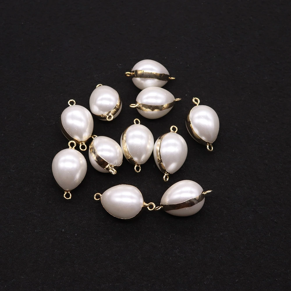 1 قطعة لؤلؤ المياه العذبة الطبيعية البيضاوي ثقب مزدوج موصل قلادة صنع المجوهرات عقد دي اي واي أقراط سوار إكسسوارات