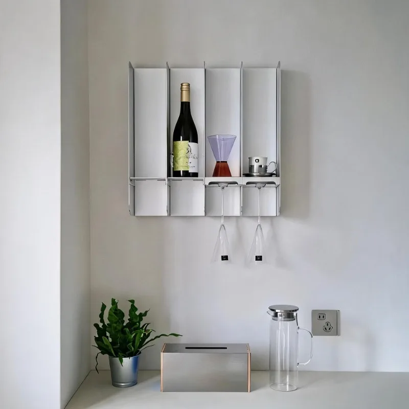 Minimalist Art Wall Shelf Luxury Aluminum Alloy Organizer Storage Rack Multi-purpose Wall Wine Bottle Holder Kitchen Accessories