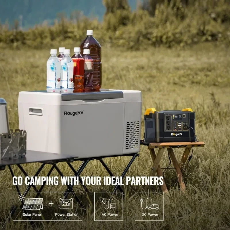 BougeRV 12 โวลต์ตู้เย็น 12V รถตู้เย็น 23 Quart แบบพกพาตู้แช่แข็งคอมเพรสเซอร์ Cooler 12/24V DC 110 ~ 240 โวลต์ AC