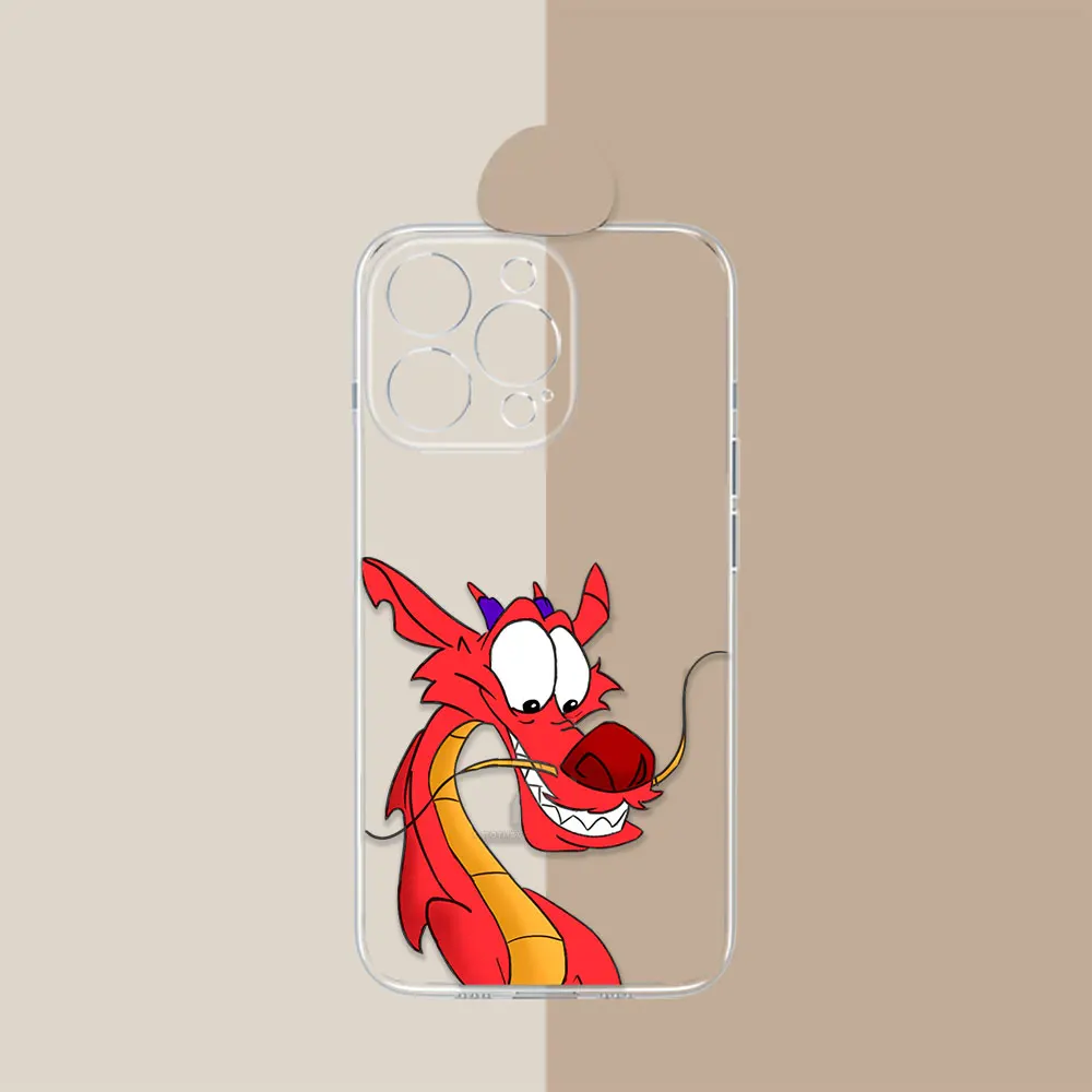 Custodia per telefono Disney Mulan Mushu Dragon per Samsung Galaxy S24Ultra S20 S21 S22 S23 Fe S10 Plus nota 20 24 Cover Ultra trasparente