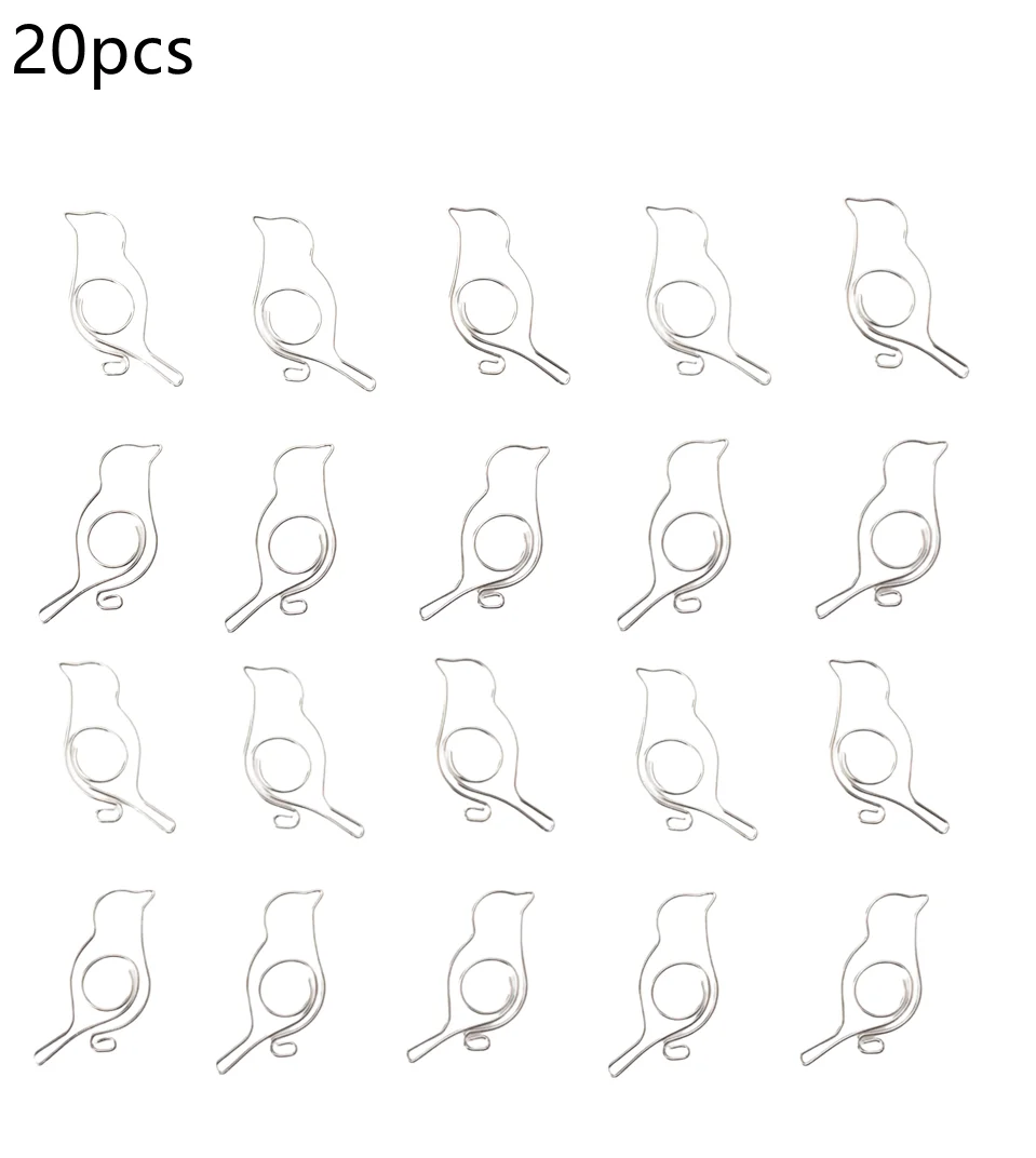 

Зажим для бумаги в форме птицы, милый металлический зажим для бумаги, украшение «сделай сам», металлическая Закладка-зажим для заметок, офисные и школьные принадлежности, 20 шт./компл.