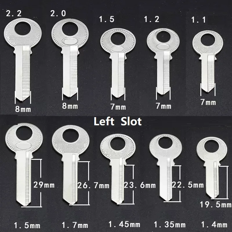 5pcs Padlock Blank Key 1.1 / 1.2 / 1.5 / 2.2 inch Civil key blade