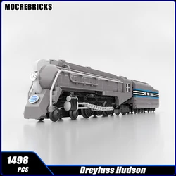 City Railway Passenger Trains Dreyfuss Hudson Steam Locomotive Building Block Carriage Track Technology Model Brick Toy Gifts