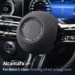 메르세데스 벤츠용 자동차 핸들 경적 커버, 알칸타라 스웨이드, C 클래스 W206, S206, X206, C260L, C200L, 자동차 스티커 액세서리, 신제품