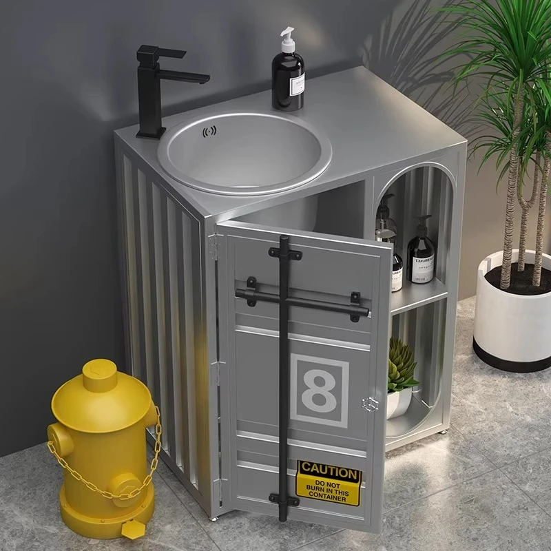 

Коммерческий тумба-раковина в индустриальном стиле, ретро, из нержавеющей стали, в форме контейнера, для баров, креативный, современный, для балкона