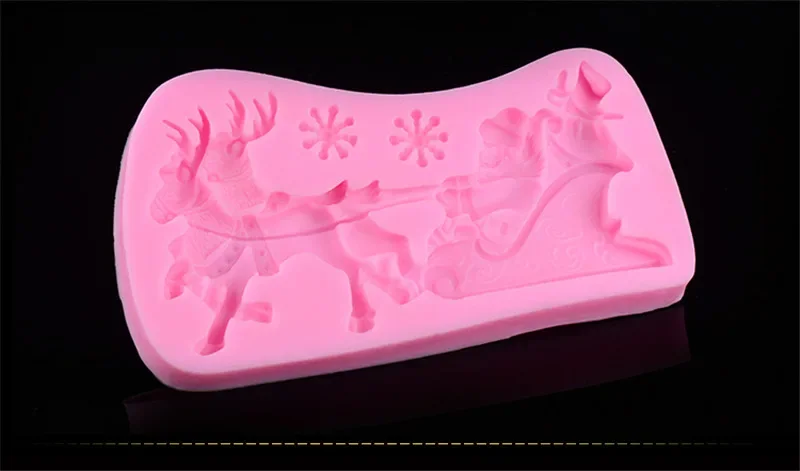 

1PC Santa Claus Sleigh Elk Silicone Cake Mold 3D Sugarcraft Cake Chocolate Confectionery Mold DIY Cake Decorating Tool JK 0877