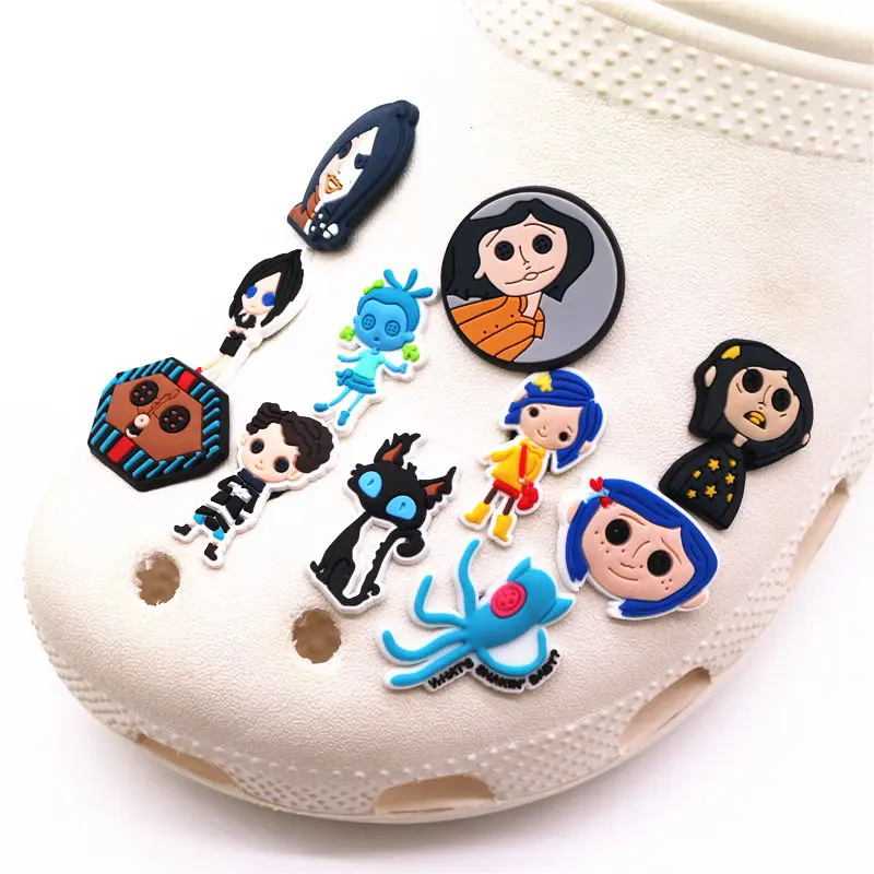 New 1pcs Animation Movie Coraline The Secret Door Clogs Shoes Decorate Fit Sandals Buckle Aceessories Kids Cool Gifts