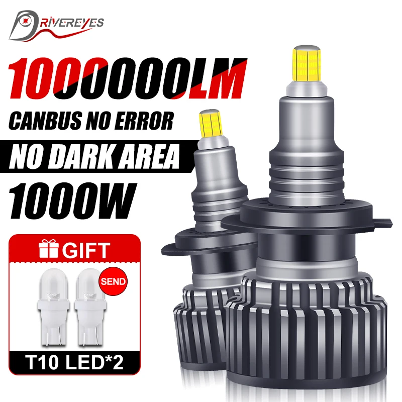 1000000LM 1000W H7 Led 360 H1 HB3 HB4 9012 HIR2 Led H11 H8 9006 9005 H27 880 881 Car Headlight Bulb Auto Fog Lamp 12V 3D Chips