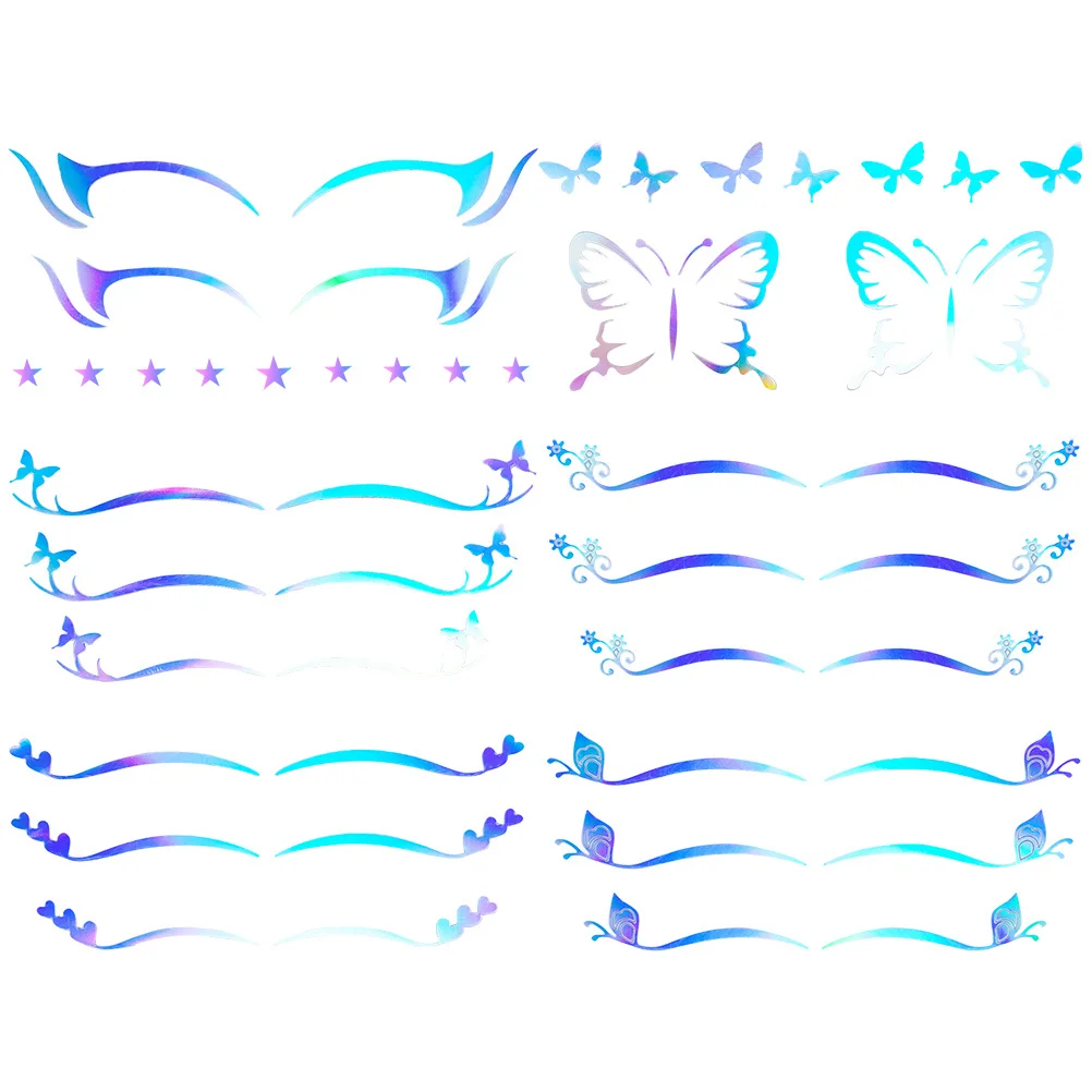 Autocollants pour Eyeliner temporaire, 6 feuilles, autocollants de maquillage pour les yeux papillon, pour Halloween, Cosplay, boîte de nuit, ombre à paupières adhésive, 6 pièces