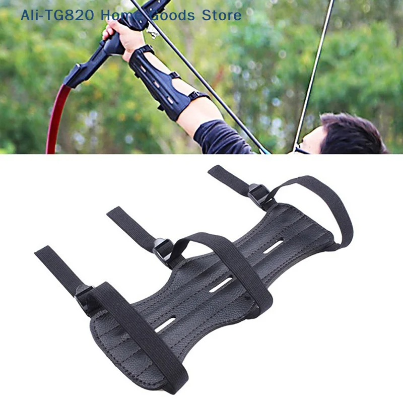 [TG820]Leather Archery Equipment Arm Guard 3 Straps Protection Forearm Safe Adjustable Bow Arrow Hunting  Training Accessories