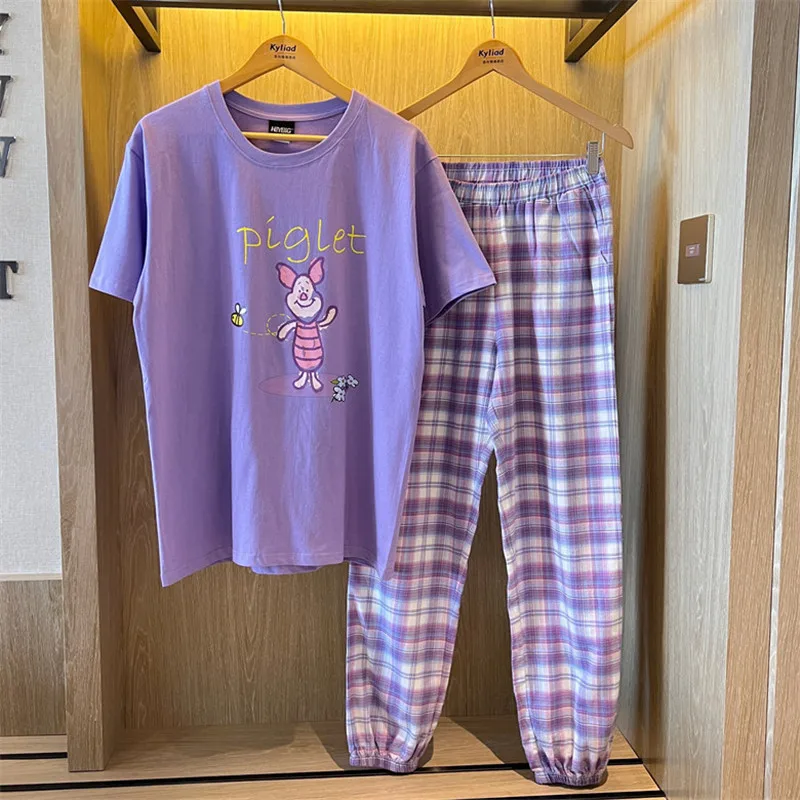 Hoạt Hình Disney Hổ Bộ Đồ Ngủ Nữ Mùa Hè Ngắn Tay Quần Legging Quần Mỏng Rộng Phần Thu Xuân Nhà Quần Áo Bộ Đồ Ngủ