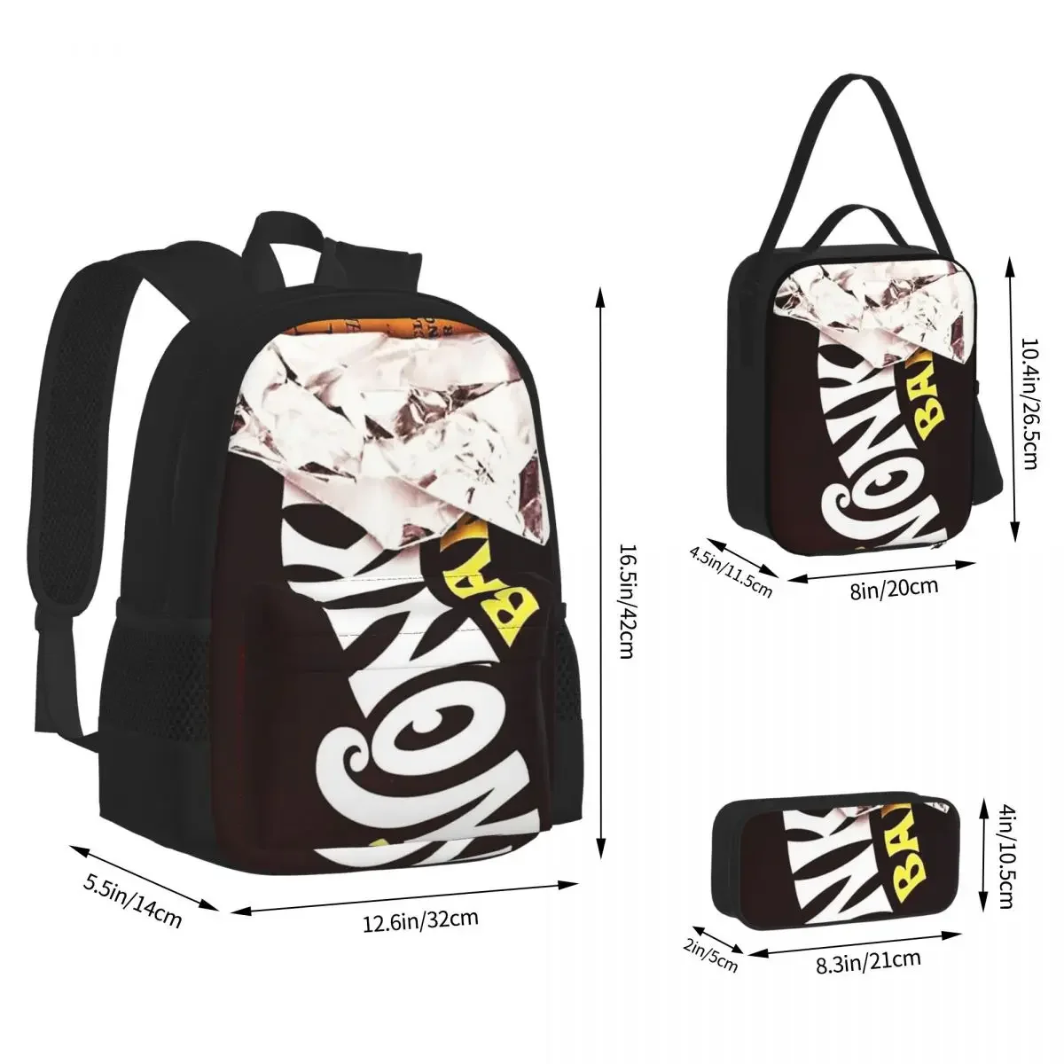 Wonka Bar Golden Ticket Backpacks Boys Girls Bookbag Students School Bag Cartoon Kids Rucksack Lunch Bag Pen Bag Three-Piece Set