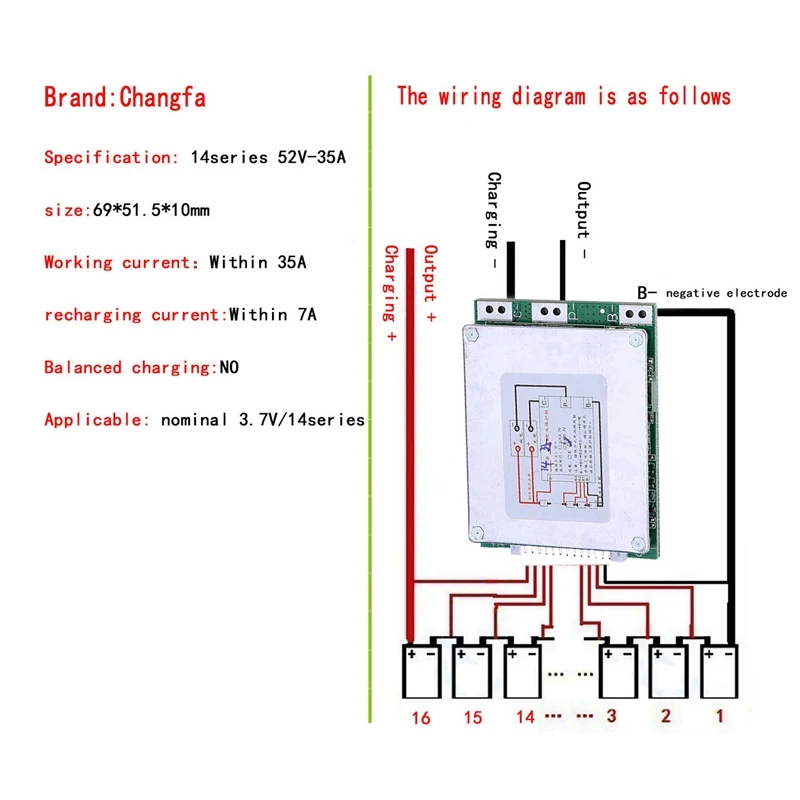 حار TTKK 8X 14S 52V 35A ليثيوم أيون ليبوليمر لوح حماية البطارية BMS لوحة دارات مطبوعة للدراجة الإلكترونية Escooter