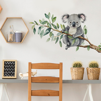 Cartoon Koala Climbing Tree Branch Wall Stickers Kids Room Children's Room Kindergarten Wall Decoration Wallpaper Murals PVC