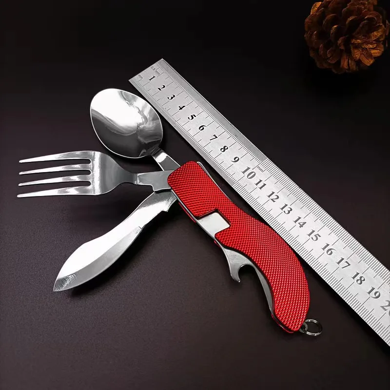 Set Cubertería Plegable Acero Inoxidable para Camping y Pesca - imagen 2