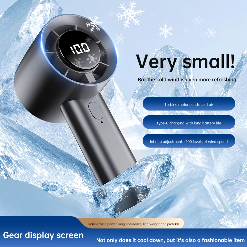 

100-Speed USB Rechargeable Handheld Fan with Digital Display, Portable Mini Fan for Travel Outdoor Office Home (Strong Airflow)