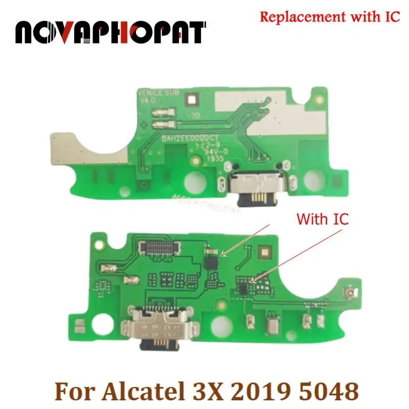 Novaphopat For Alcatel 3X 2019 5048 OT5048 USB Dock Charging Charger Port Connector Plug With Microphone Flex Cable Board