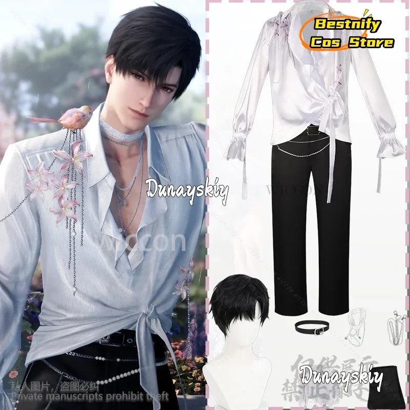 

CosplayGame Love And Deepspace Cosplay Zayne Lishen Costume Spring And Flower Necklace Pants Elegant French Flower Shirt Wig 코스프