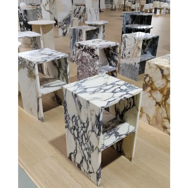 Perfect stone luxury furniture viola bedside table high-end marble bedside table
