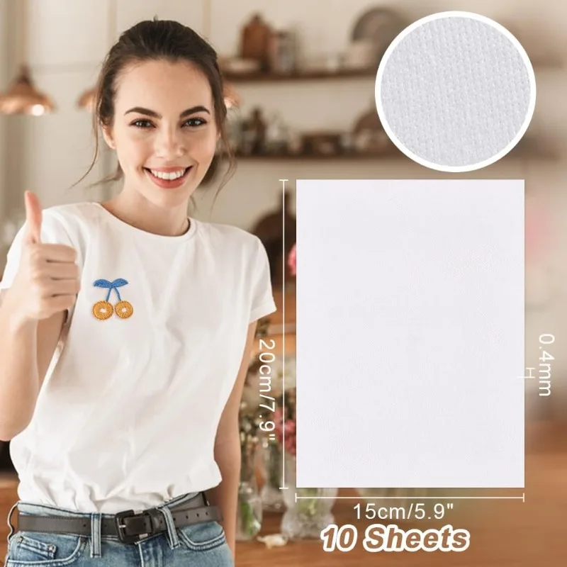 10pcs Blank Embroidery Water Soluble Stabilizer Self Adhesive Nonwoven Fabric Embroidery Backing and Top Cloth Water Soluble