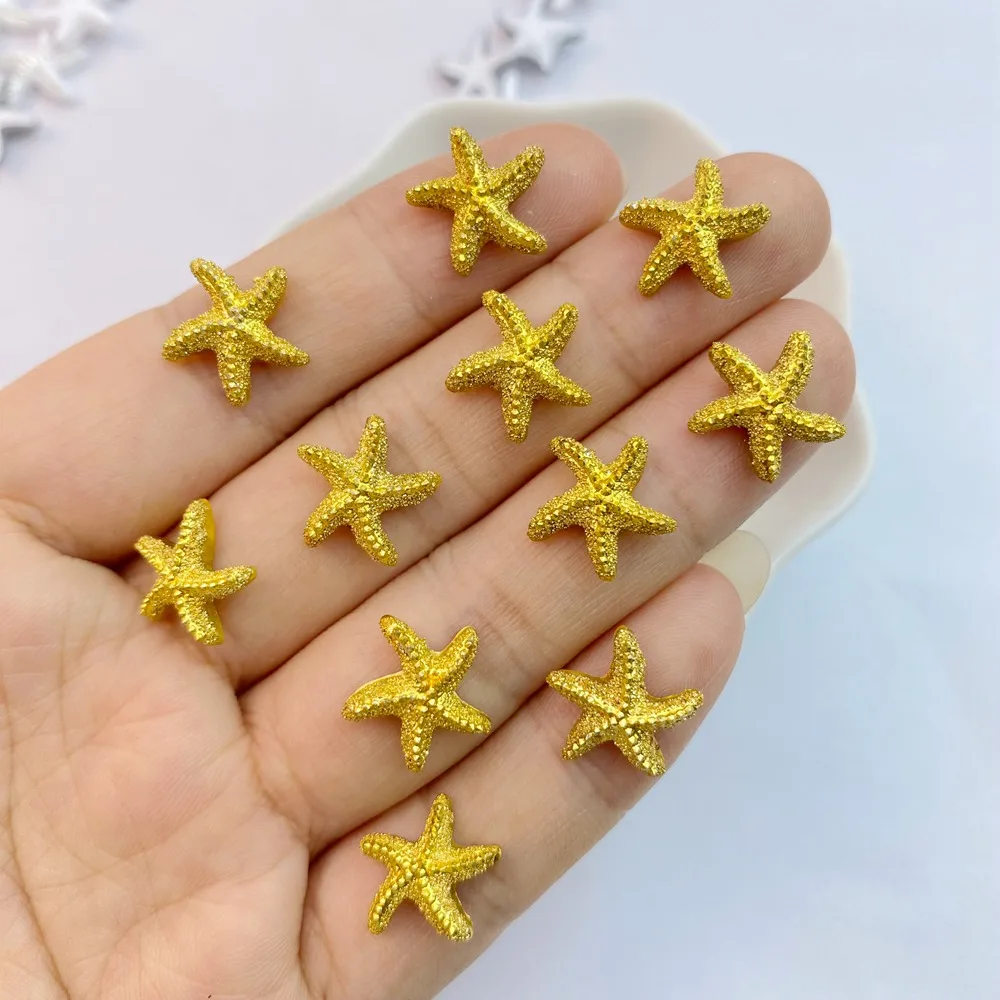 50Pcs New Cute Resin Mini Starfish Collection Flat Back Manicure Parts Embellishments For Hair Bows