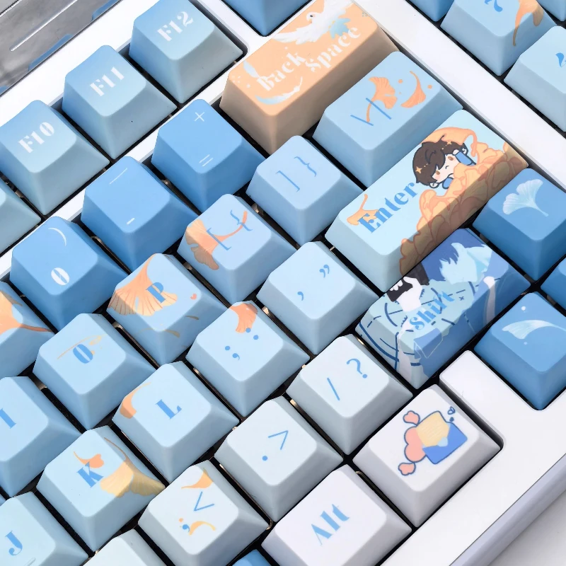 

Колпачки для клавиш EVOL × LOVE на заказ PBT Gavin/Lucien/Victor, новый колпачок для ключей с вишневым профилем, милый мультяшный аниме-точечный колпачок для ключей для игр