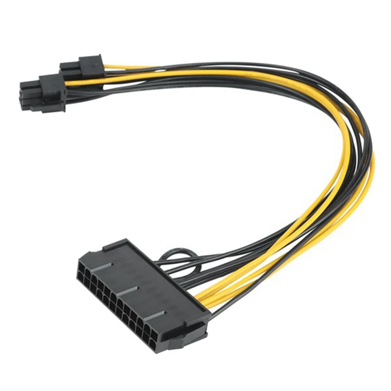 Adaptador convertidor PSU ATX de 24 pines hembra a PCI-E Dual de 6 pines macho, Cable de alimentación GPU, 18awg, 30Cm, arrancador de puente