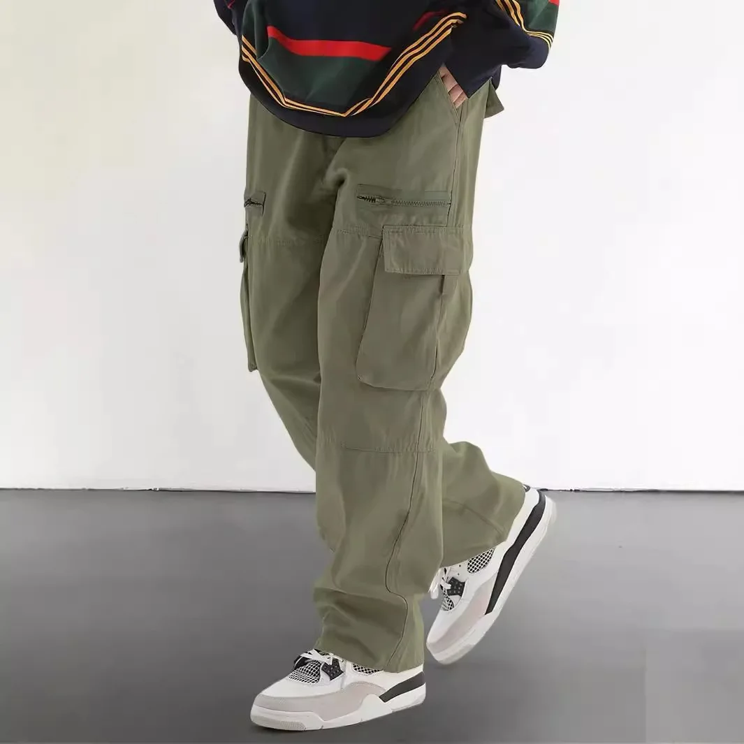 2025 Hot Sale American Vintage Cargo Pants Men Multi Pocket Streetwear High Street Casual Workwear Loose Fit Denim