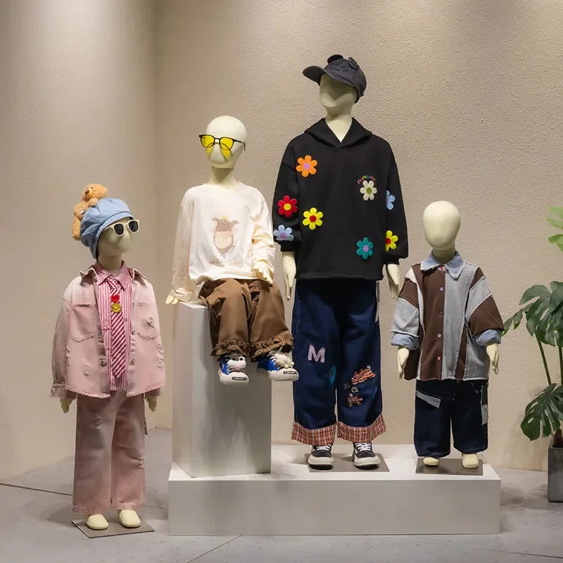 Soft Bendable Full Body Child Mannequin for Clothing Store Display Window Props Posing Model for Kids Fashion Photography