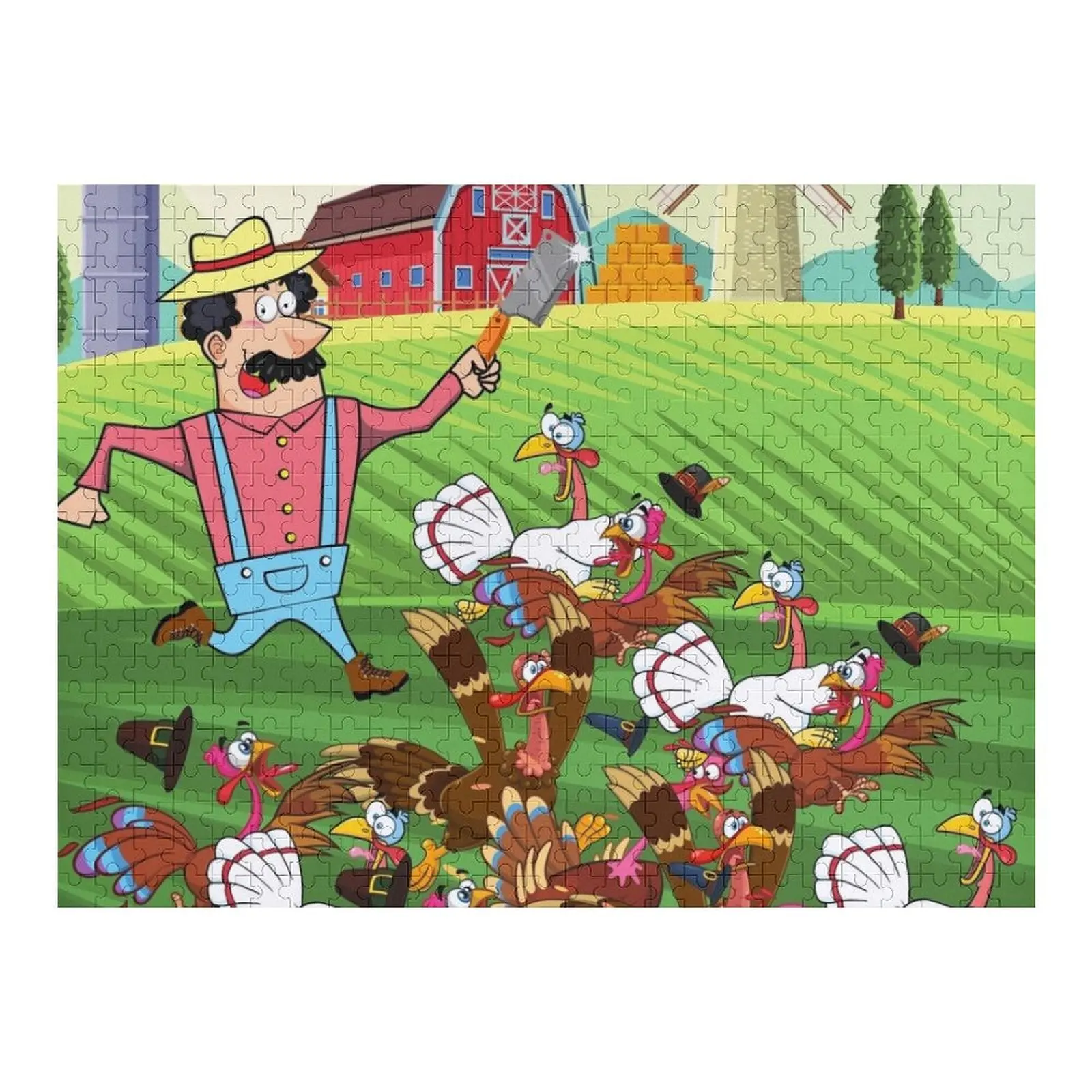 

Turkey Run- Thanksgiving Turkeys Jigsaw Puzzle Wooden Boxes Custom Gift Personalized Photo Gift Puzzle