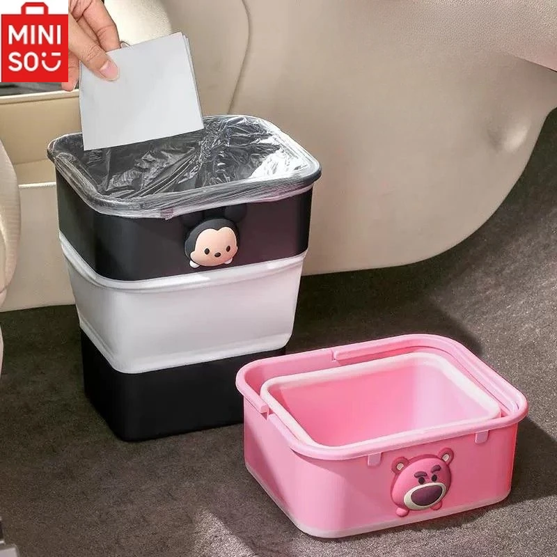 

MINISO Kulomi Car Foldable Garbage Storage Bucket Cartoon Mickey Minnie Cute Waterproof Storage Bucket Car Storage Ornaments