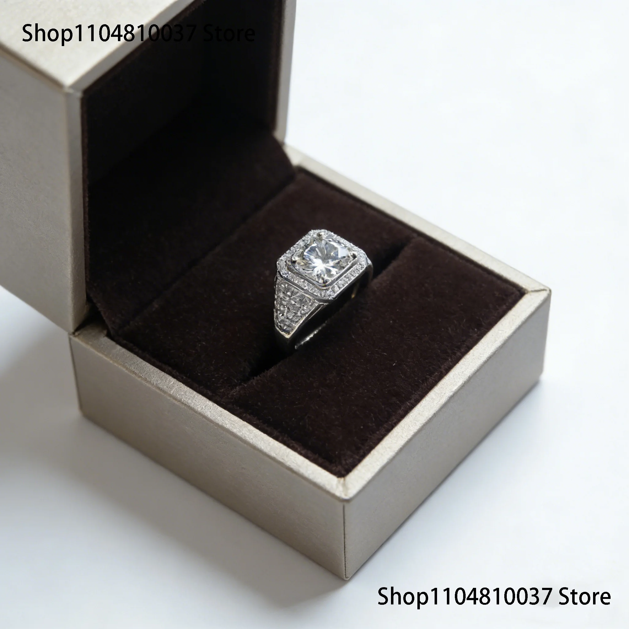 Herrenring aus 925er Sterlingsilber mit 2 Karat simuliertem Diamant, Verlobungs- und Ehering, Saphir-Schmuck für Jungen, Größe 8-13 – Jungen – Detail 3