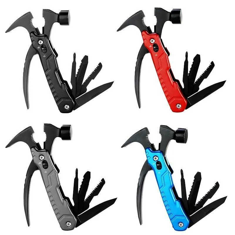 أدوات النجاة في حالات الطوارئ في الهواء الطلق مطرقة قابلة للطي للمغامرة استكشاف الهروب الإنقاذ الذاتي لوازم التخييم أداة متعددة محمولة