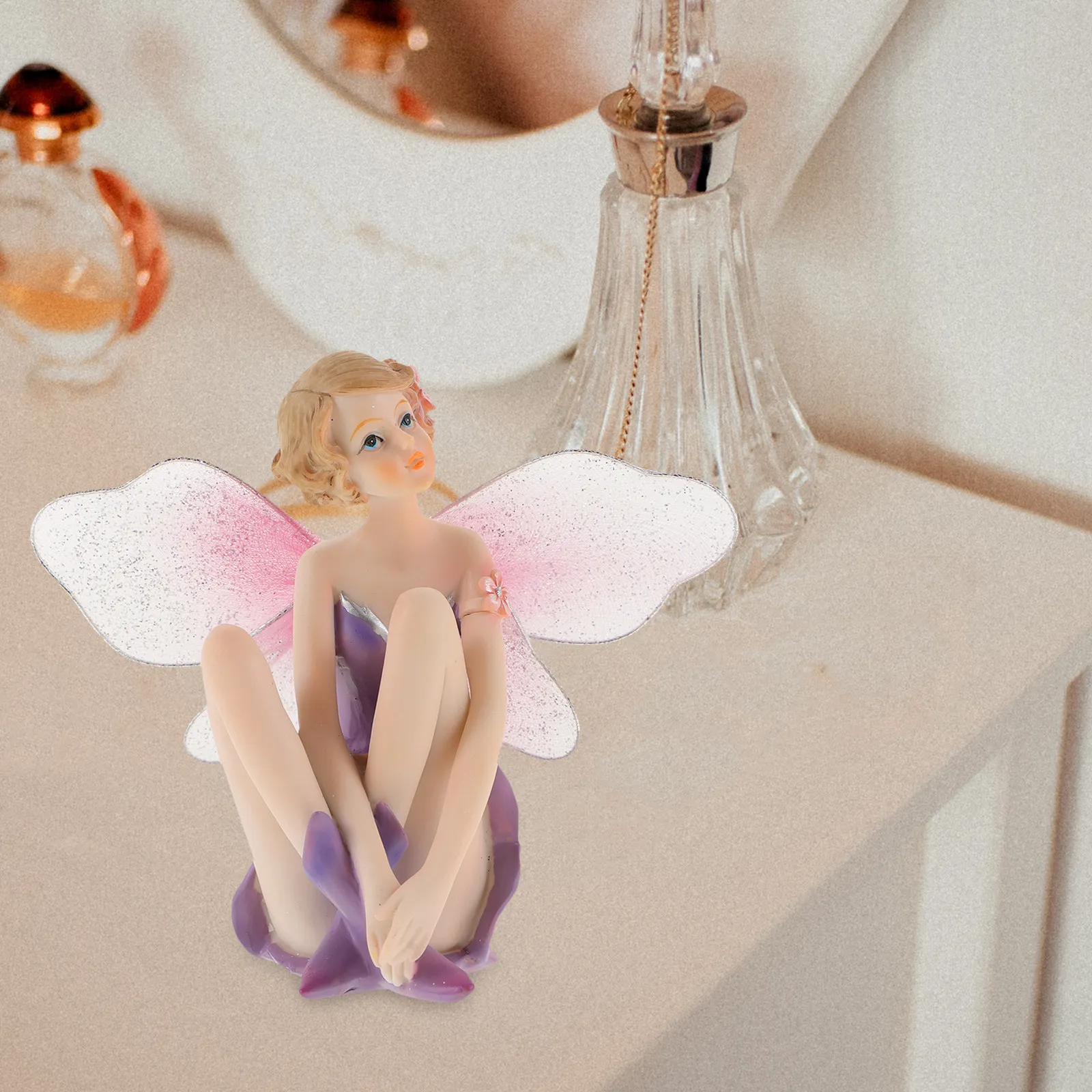 Adorable Small Resin Fairy Statue for Car Dashboard Home Office Garden Decoration Creative Flower Fairy Ornament Birthday Gift