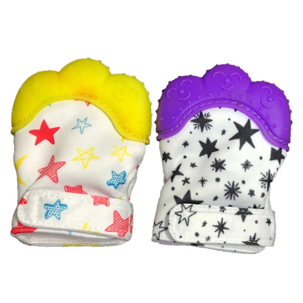 Guantes masticables de silicona, cubiertas antimordeduras para dedos para bebés, juguetes para la dentición para juegos sensoriales y desarrollo de motores bucales